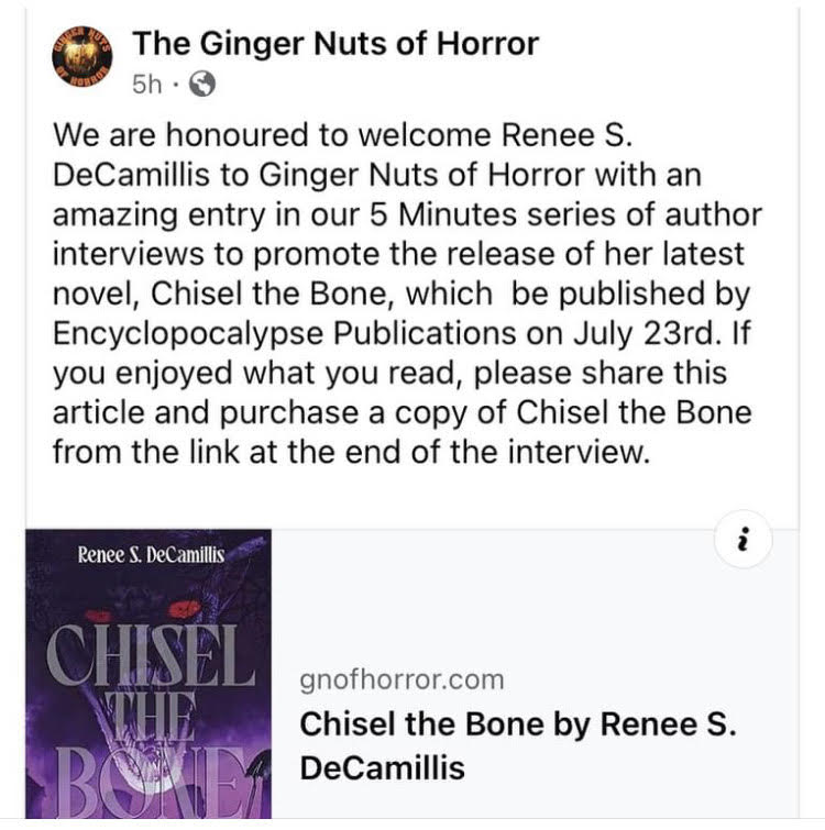 Ginger Nuts of Horror Interview Post by Jim McLeod 07-23-2024
